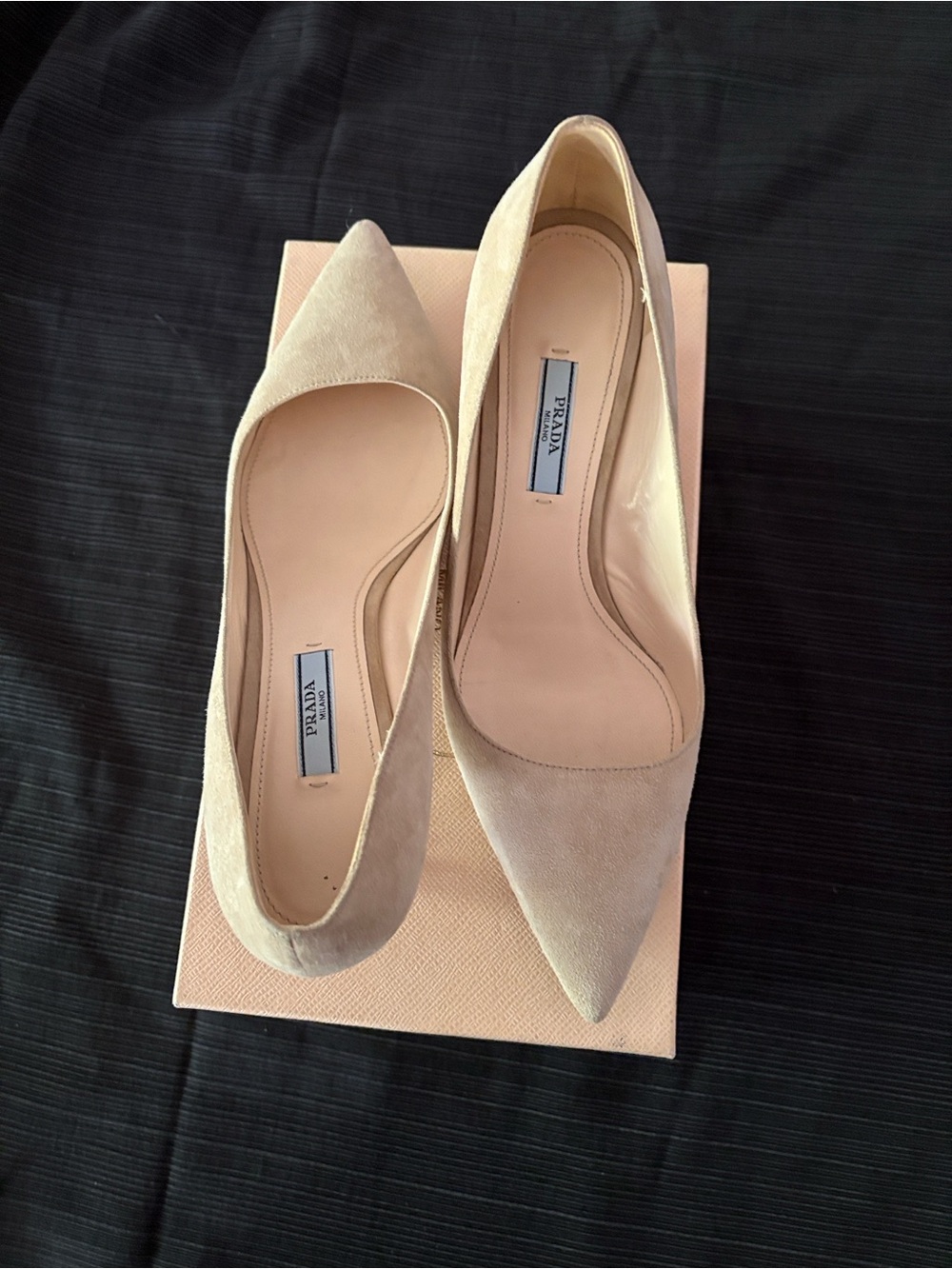 Prada Beige Suede Pointed-Toe Pumps